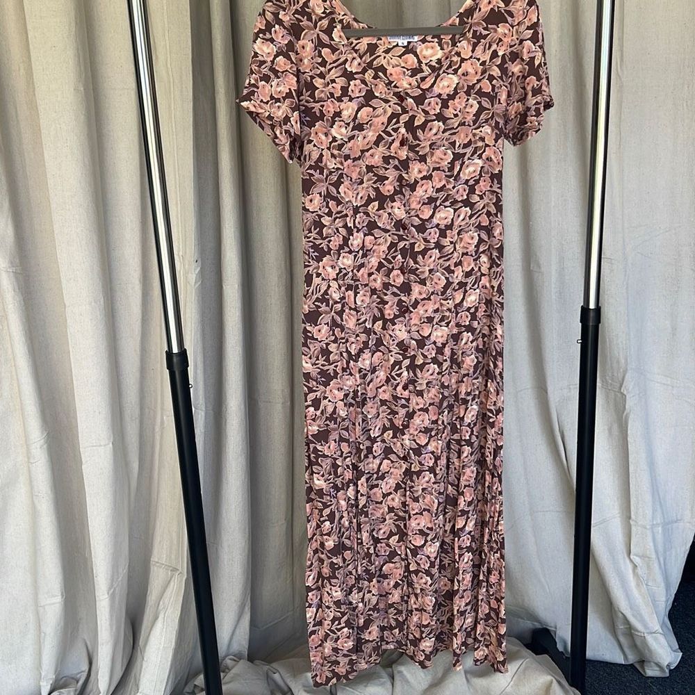 90's y2k boho floral maxi dress tie back